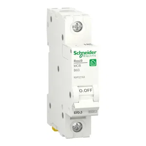 R9F02163 Автоматический выключатель Schneider Electric Resi9, 1 полюс, 63A, тип B, 6kA (ШНАЙДЕР) R9F02163 Автоматический выключатель Schneider Electric Resi9, 1 полюс, 63A, тип B, 6kA (ШНАЙДЕР)